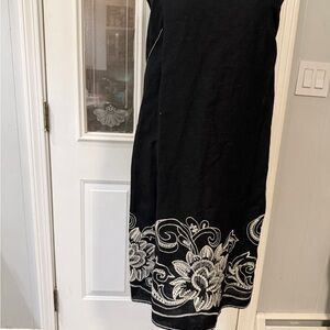 Max Studio Black Dress with White Floral Design